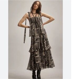 NIKITA MHAISALKAR SLEEVELESS SQUARE-NECK TIERED MIDI DRESS